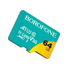 Borofone Muistikortti MicroSD 64GB SDHC Class10 95MB/s hinta ja tiedot | Puhelimen muistikortit | hobbyhall.fi
