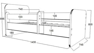 Lasten sänky patjalla POLA 4, 140x70 cm hinta ja tiedot | Lastensängyt | hobbyhall.fi