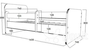Lasten sänky POLA 45, 140x70 cm, patjalla ja liinavaatelaatikolla hinta ja tiedot | Lastensängyt | hobbyhall.fi