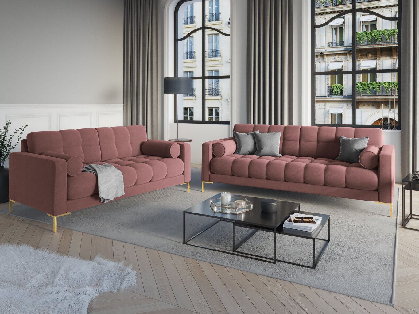 Neljän istuttava sohva Cosmopolitan Design Bali, pinkki/kulta hinta ja tiedot | Sohvat ja vuodesohvat | hobbyhall.fi