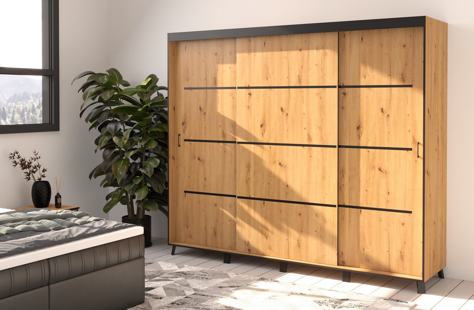 ADRK Furniture Berke vaatekaappi 250 cm, ruskean värinen hinta ja tiedot | Kaapit | hobbyhall.fi