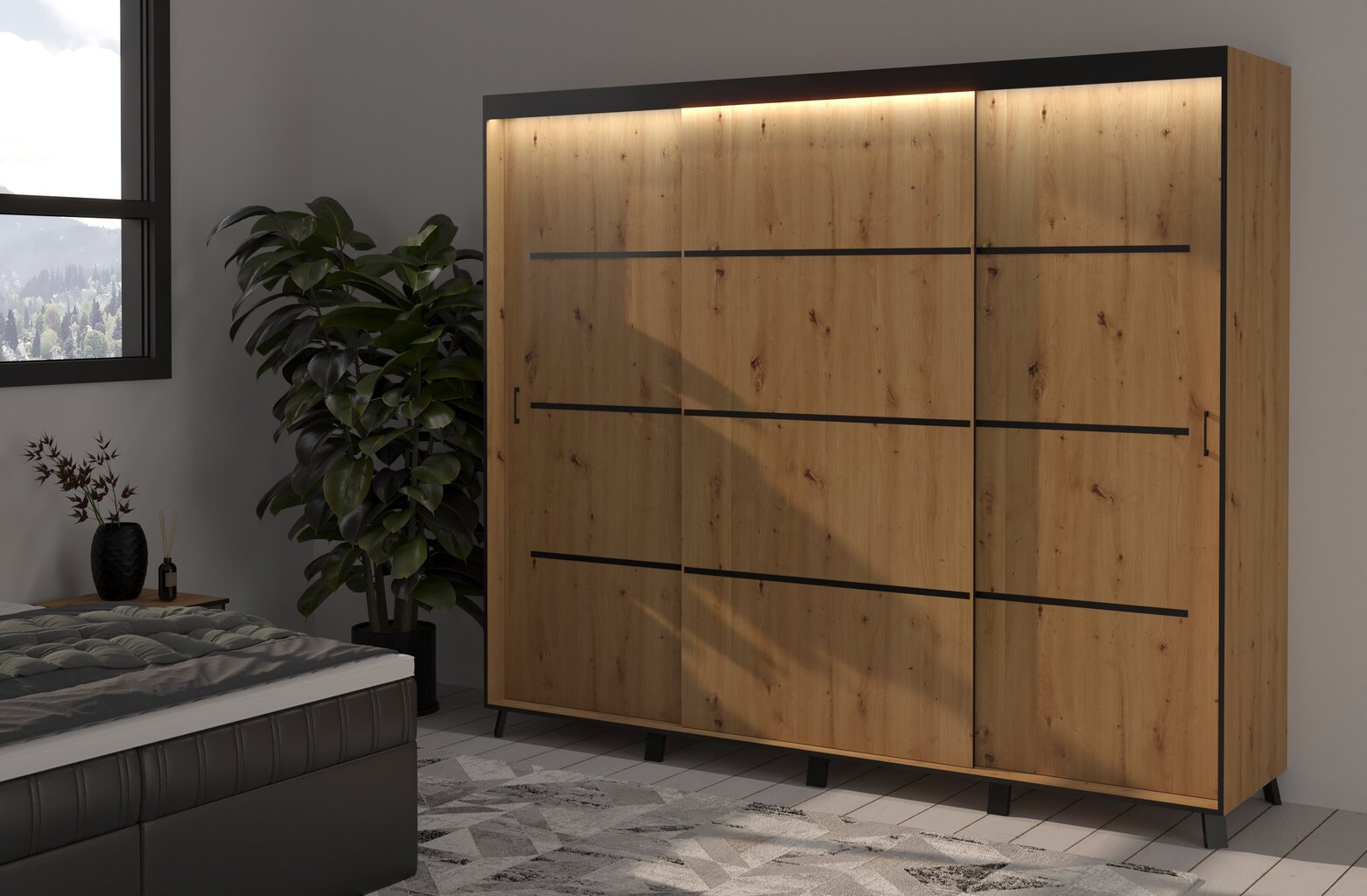 ADRK Furniture Berke Vaatekaappi 250 cm, ruskean värinen hinta ja tiedot | Kaapit | hobbyhall.fi