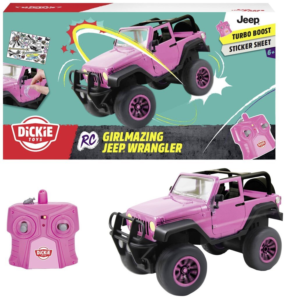 Dickie Toys RC Jeep Wrangler Pink Radio-ohjattava Jeeppi hinta ja tiedot | Tyttöjen lelut | hobbyhall.fi