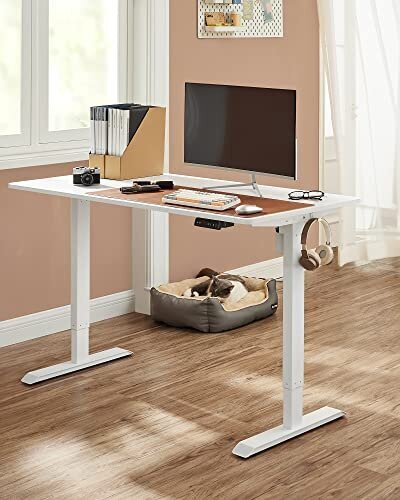 Sähköisesti säädettävä pöytä, 60 x (86-135) x (73-118) cm, valkoinen hinta ja tiedot | Tietokonepöydät ja työpöydät | hobbyhall.fi