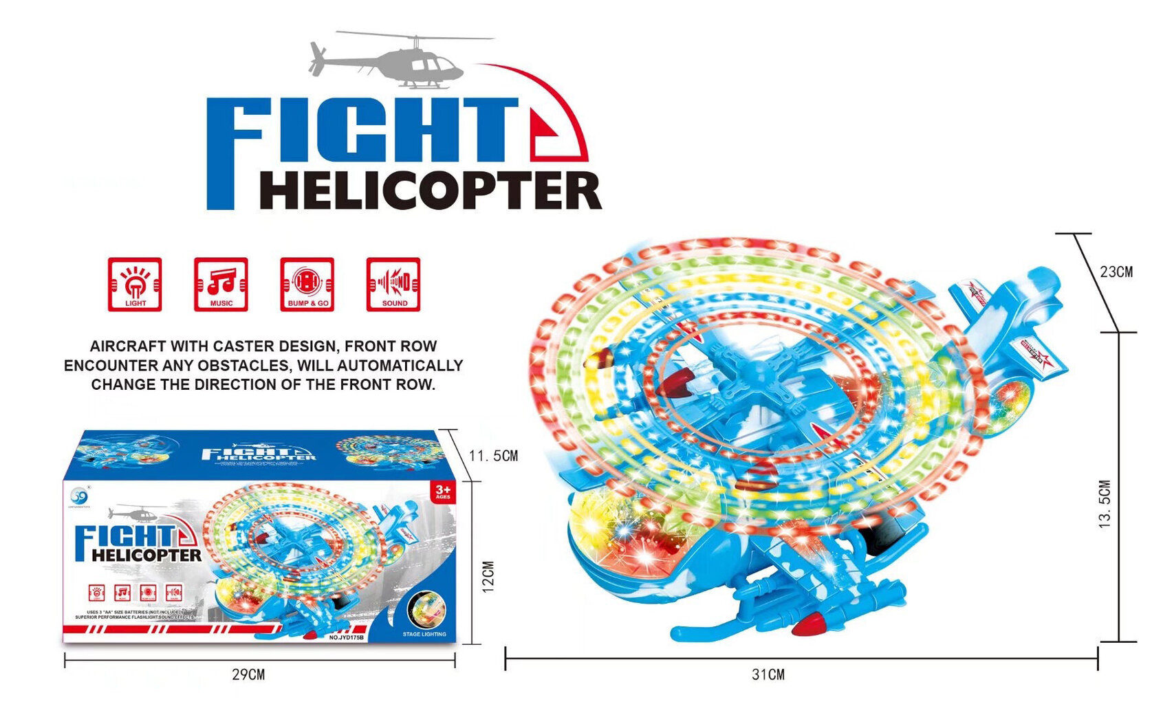 Leluhelikopteri ääni- ja valotehosteilla hinta ja tiedot | Poikien lelut | hobbyhall.fi