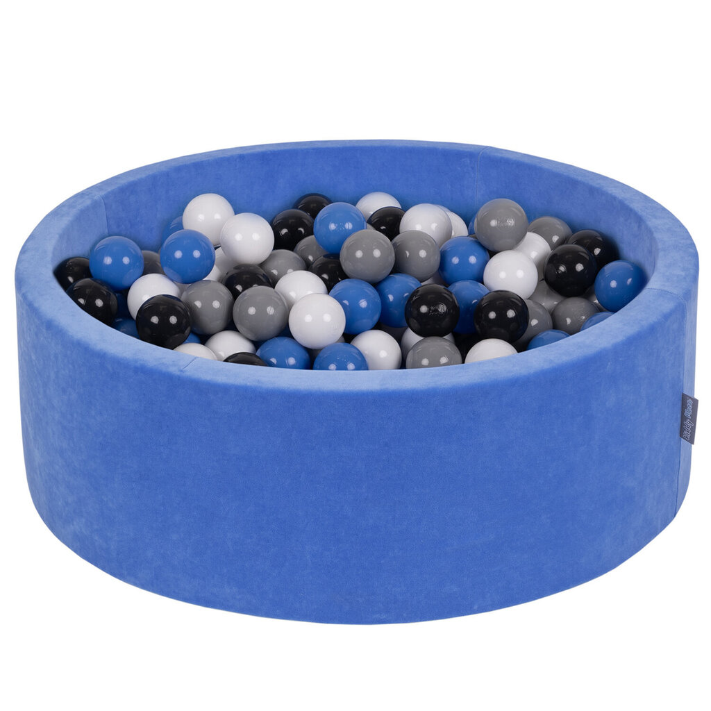 KiddyMoon Pehmeä pallomeri pyöreä 90X30cm/300 palloa, mustikka sininen: harmaa/valkoinen/sininen/musta ll38 hinta ja tiedot | Vauvan lelut | hobbyhall.fi