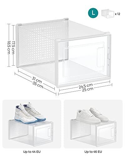 Säilytyslaatikot kengille, 35 x 25,0 x 18,5 cm, valkoinen hinta ja tiedot | Kenkäkaapit ja -hyllyt | hobbyhall.fi