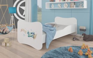 ADRK Furniture Gonzalo Plane with a Banner -lastensänky, 140 x 70 cm, valkoinen + patja hinta ja tiedot | Lastensängyt | hobbyhall.fi