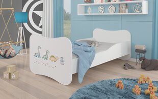 ADRK Furniture Gonzalo Dinosaurs -lastensänky, 140 x 70 cm, valkoinen + patja hinta ja tiedot | Lastensängyt | hobbyhall.fi
