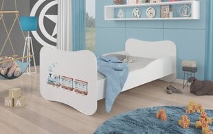 ADRK Furniture Gonzalo Railway -lastensänky, 140 x 70 cm, valkoinen + patja hinta ja tiedot | Lastensängyt | hobbyhall.fi