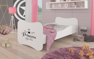 ADRK Furniture Gonzalo Princess Black -lastensänky, 160 x 80 cm, valkoinen + patja hinta ja tiedot | Lastensängyt | hobbyhall.fi