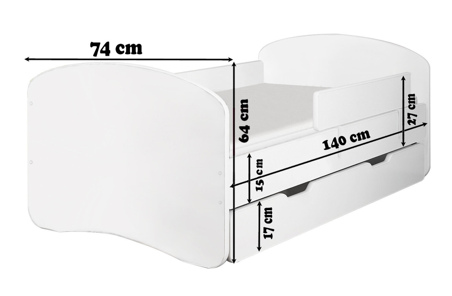 Lastensänky Alex, 70 x 140 cm, valkoinen hinta ja tiedot | Lastensängyt | hobbyhall.fi