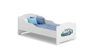 DRK Furniture Amadis Police Car -lastensänky, 160 x 80 cm, valkoinen + patja hinta ja tiedot | Lastensängyt | hobbyhall.fi