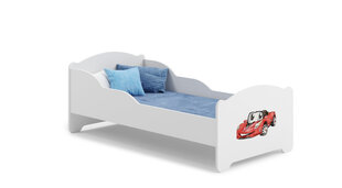 ADRK Furniture Amadis Red Car -lastensänky, 160 x 80 cm, valkoinen + patja hinta ja tiedot | Lastensängyt | hobbyhall.fi