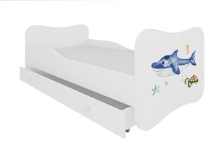 ADRK Furniture Pepe Sea Animals -lastensänky, 140 x 70 cm, valkoinen + patja + vuodevaatelaatikko hinta ja tiedot | Lastensängyt | hobbyhall.fi
