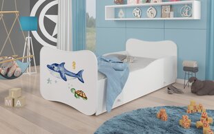 ADRK Furniture Pepe Sea Animals -lastensänky, 140 x 70 cm, valkoinen + patja + vuodevaatelaatikko hinta ja tiedot | Lastensängyt | hobbyhall.fi