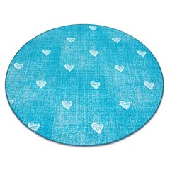 Matto lapsille HEARTS pyörä Pesty denim, sydämet, lasten - turkoosi hinta ja tiedot | Isot matot | hobbyhall.fi