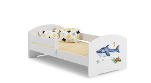 ADRK Furniture Pepe Barrier Sea Animals -lastensänky, 140 x 70 cm, valkoinen + patja hinta ja tiedot | Lastensängyt | hobbyhall.fi