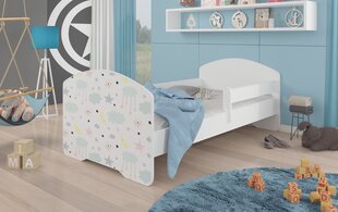 ADRK Furniture Pepe Barrier Galaxy -lastensänky, 140 x 70 cm, valkoinen + patja hinta ja tiedot | Lastensängyt | hobbyhall.fi