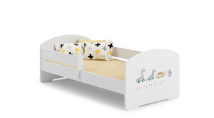 ADRK Furniture Pepe Barrier Dinosaurs -lastensänky, 140 x 70 cm, valkoinen + patja hinta ja tiedot | Lastensängyt | hobbyhall.fi
