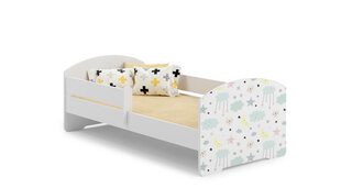 ADRK Furniture Pepe Barrier Galaxy -lastensänky, 160 x 80 cm, valkoinen + patja hinta ja tiedot | Lastensängyt | hobbyhall.fi