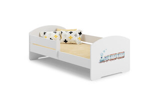 ADRK Furniture Pepe Barrier Railway -lastensänky, 160 x 80 cm, valkoinen + patja hinta ja tiedot | Lastensängyt | hobbyhall.fi