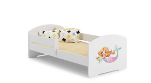 ADRK Furniture Pepe Barrier Mermaid -lastensänky, 160 x 80 cm, valkoinen + patja hinta ja tiedot | Lastensängyt | hobbyhall.fi