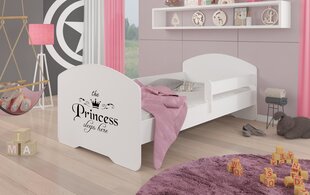 ADRK Furniture Pepe Barrier Princess Black -lastensänky, 160 x 80 cm, valkoinen + patja hinta ja tiedot | Lastensängyt | hobbyhall.fi