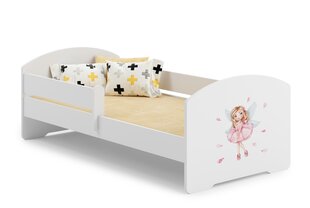 ADRK Furniture Pepe Barrier Girl with Wings -lastensänky, 160 x 80 cm, valkoinen + patja hinta ja tiedot | Lastensängyt | hobbyhall.fi