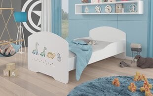 ADRK Furniture Pepe Dinosaurs -lastensänky, 140 x 70 cm, valkoinen + patja hinta ja tiedot | Lastensängyt | hobbyhall.fi