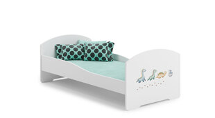 ADRK Furniture Pepe Barrier Dinosaurs -lastensänky, 160 x 80 cm, valkoinen + patja hinta ja tiedot | Lastensängyt | hobbyhall.fi