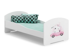 ADRK Furniture Pepe Barrier Cat in a Car -lastensänky, 160 x 80 cm, valkoinen + patja hinta ja tiedot | Lastensängyt | hobbyhall.fi