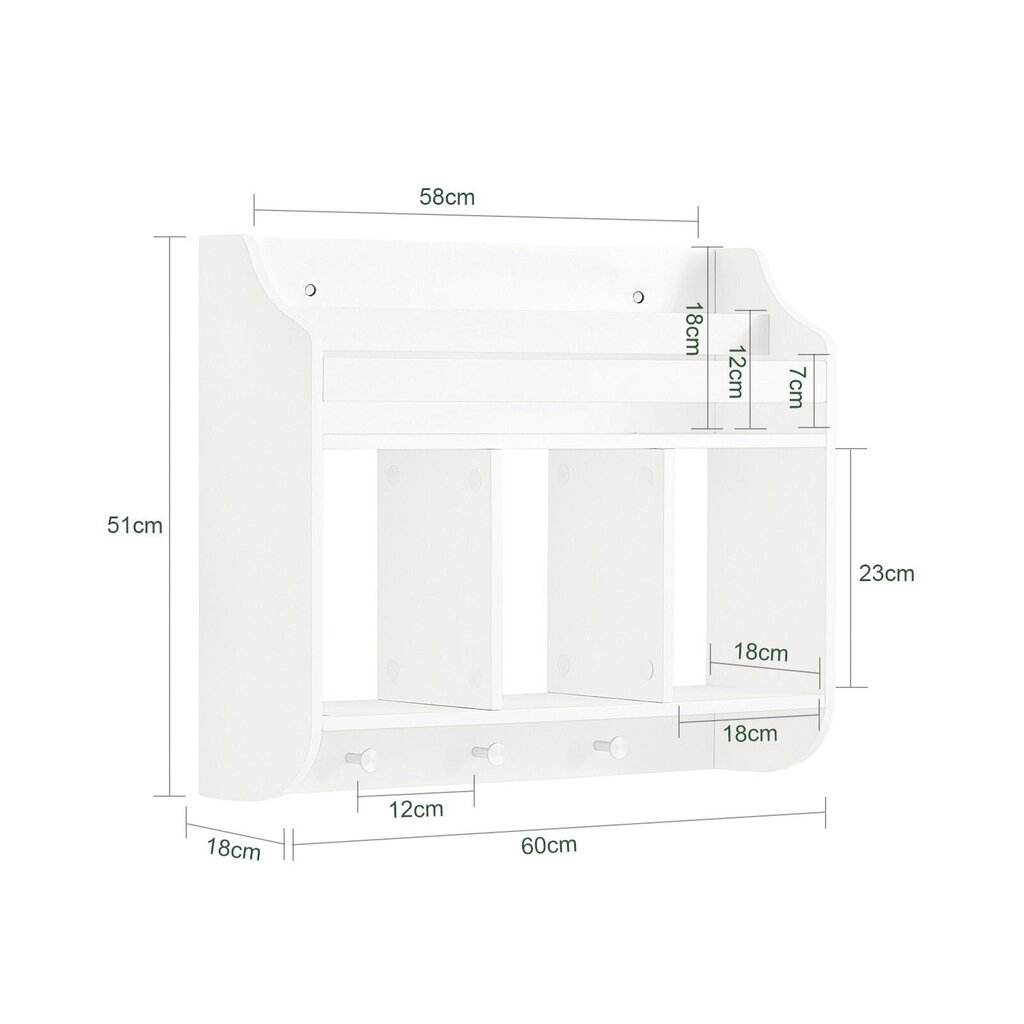 SoBuy KMB46-W -hylly, valkoinen hinta ja tiedot | Lastenhuoneen hyllyt | hobbyhall.fi