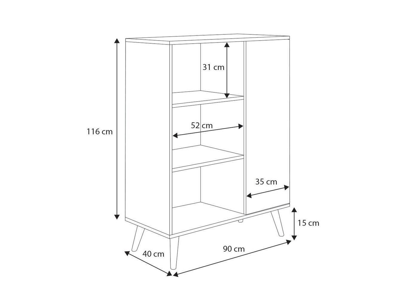 ADRK Furniture Fonzi -kaappi, valkoinen hinta ja tiedot | Olohuoneen kaapit ja lipastot | hobbyhall.fi