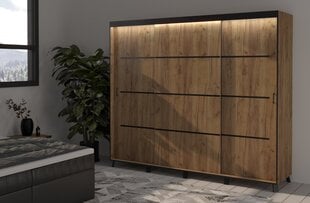 ADRK Furniture Berke -vaatekaappi LED-valolla, 250 cm, ruskea hinta ja tiedot | Kaapit | hobbyhall.fi