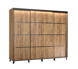 ADRK Furniture Berke -vaatekaappi LED-valolla, 250 cm, ruskea hinta ja tiedot | Kaapit | hobbyhall.fi