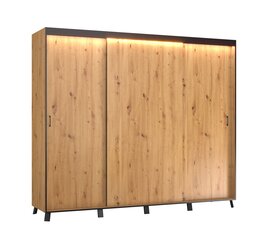 ADRK Furniture Bergamo -vaatekaappi LED-valolla, 250 cm, ruskea hinta ja tiedot | Kaapit | hobbyhall.fi