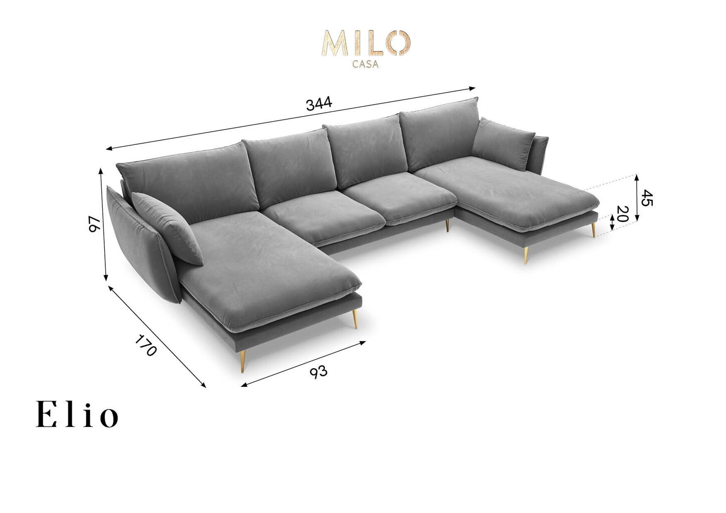 Milo Casa Elio 6S-V -kulmasohva, musta hinta ja tiedot | Kulmasohvat ja divaanisohvat | hobbyhall.fi