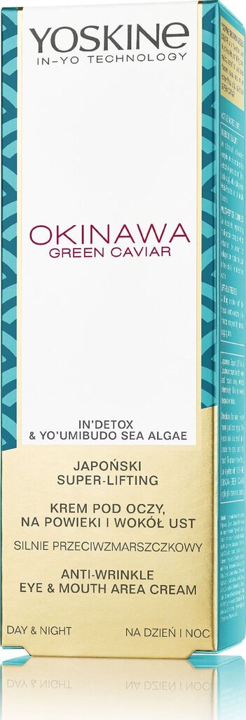 Ryppyjä ehkäisevä voide silmille, silmänympärysiholle ja huulille Yoskine Okinawa Green Caviar, 15 ml hinta ja tiedot | Silmänympärysvoiteet ja seerumit | hobbyhall.fi