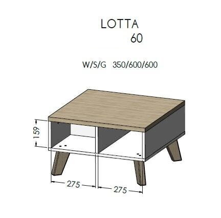 Sohvapöytä Cama Meble Lotta 60, valkoinen/tammi hinta ja tiedot | Sohvapöydät | hobbyhall.fi