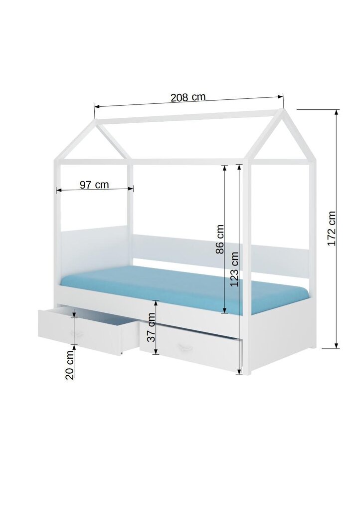 Sänky ADRK Furniture Otello 90x200 cm, harmaa hinta ja tiedot | Lastensängyt | hobbyhall.fi