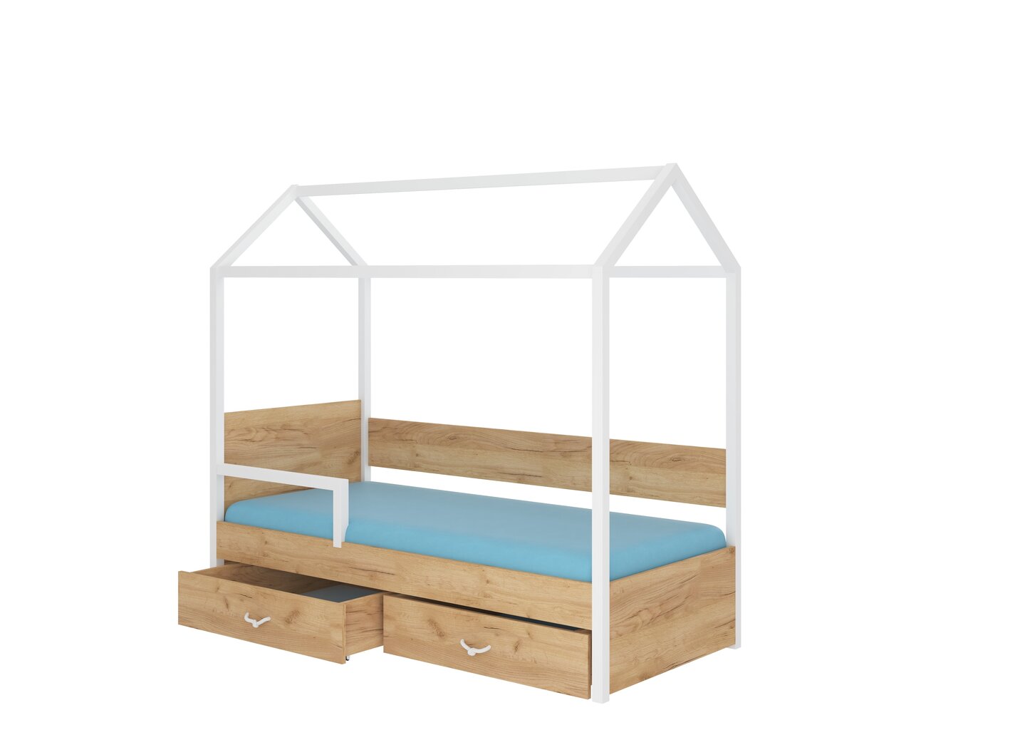 Sänky ADRK Furniture Otello 90x200 cm turvalaidalla, ruskea/valkoinen hinta ja tiedot | Lastensängyt | hobbyhall.fi