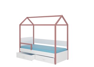 Sänky ADRK Furniture Otello 90x200 cm turvalaidalla, valkoinen/roosa hinta ja tiedot | Lastensängyt | hobbyhall.fi