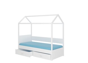 Sänky ADRK Furniture Otello 90x200 cm katoksella, valkoinen/sininen hinta ja tiedot | Lastensängyt | hobbyhall.fi