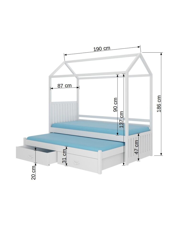 Sänky ADRK Furniture Jonasek, 80x180 cm, vaaleanruskea hinta ja tiedot | Lastensängyt | hobbyhall.fi