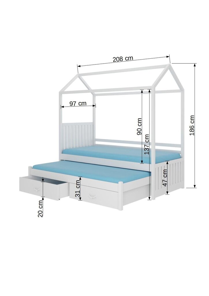 Sänky ADRK Furniture Jonasek sivusuojalla 90x200cm, tummanruskea hinta ja tiedot | Lastensängyt | hobbyhall.fi