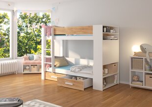 Sänky ADRK Furniture Garet, 90 x 200 cm, valkoinen/vaaleanruskea hinta ja tiedot | Lastensängyt | hobbyhall.fi