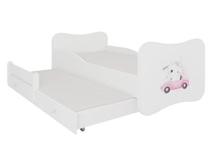 ADRK Furniture Gonzalo Cat in a Car -lastensänky, 140 x 70 cm, valkoinen + patja + vuodevaatelaatikko hinta ja tiedot | Lastensängyt | hobbyhall.fi