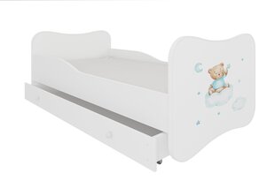 ADRK Furniture Gonzalo Teddy Bear and Cloud -lastensänky, 140 x 70 cm, valkoinen + patja + vuodevaatelaatikko hinta ja tiedot | Lastensängyt | hobbyhall.fi