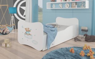 ADRK Furniture Gonzalo Teddy Bear and Cloud -lastensänky, 140 x 70 cm, valkoinen + patja + vuodevaatelaatikko hinta ja tiedot | Lastensängyt | hobbyhall.fi